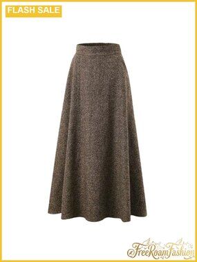 Women's A-Line Maxi Skirt with Pockets High Elastic Waist Winter Long Skirt